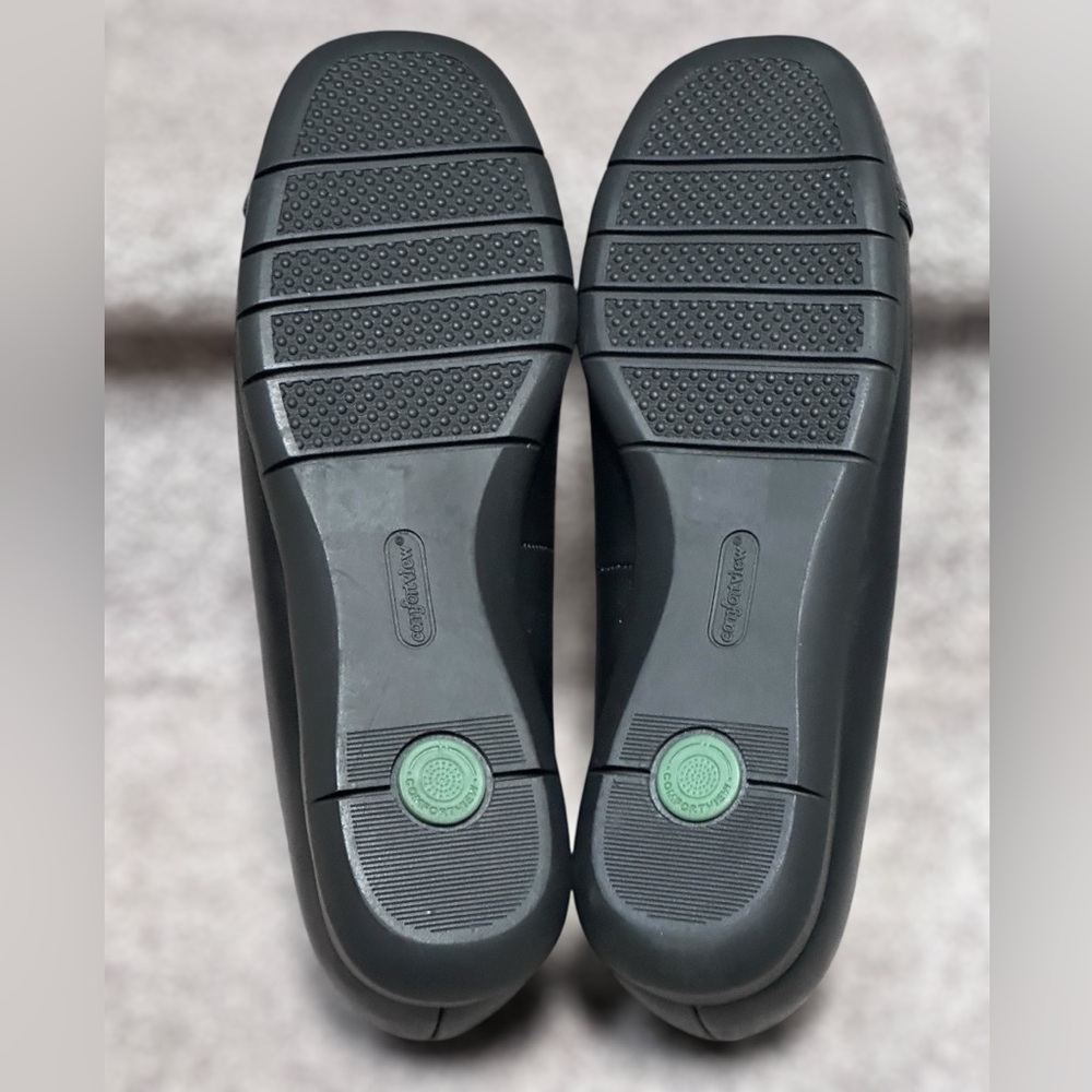 NEW Comfortview The Fay Black Reptile Cap Toe Slip On WIDE Flats Women’s 9.5WW - Picture 7 of 10